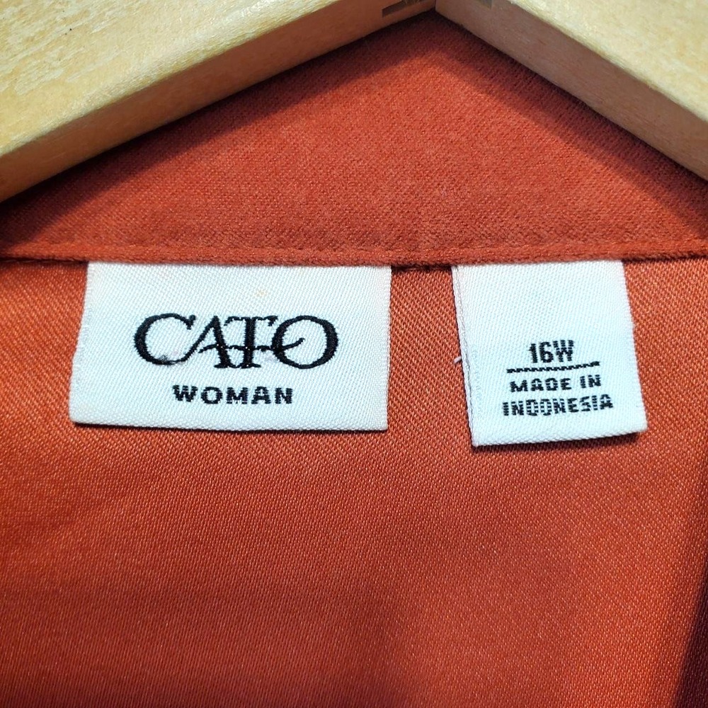 Cato Woman Jacket Womens 16W Orange‎ Ruffle Front Velvety Faux Suede Blazer - Picture 3 of 12